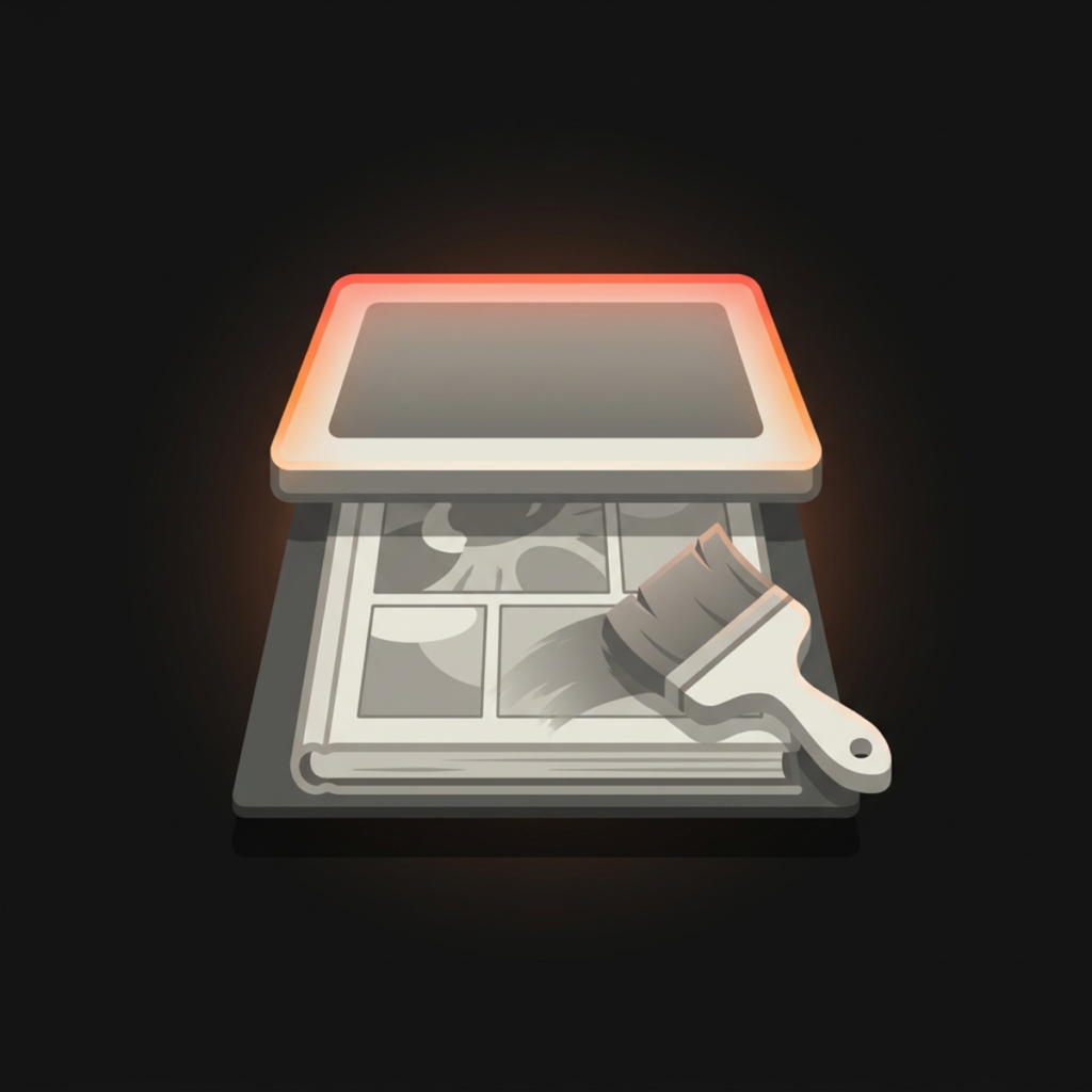 Comic book pressing and cleaning service icon