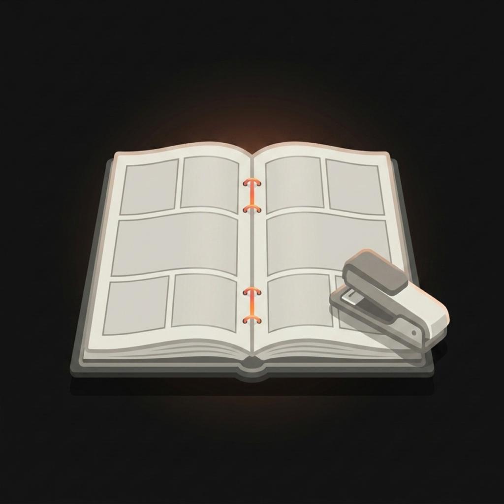 Comic staple and tattoo replacement service icon