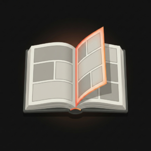 Comic page re-attachment service icon