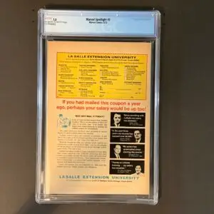 Back cover of Marvel Spotlight #5
